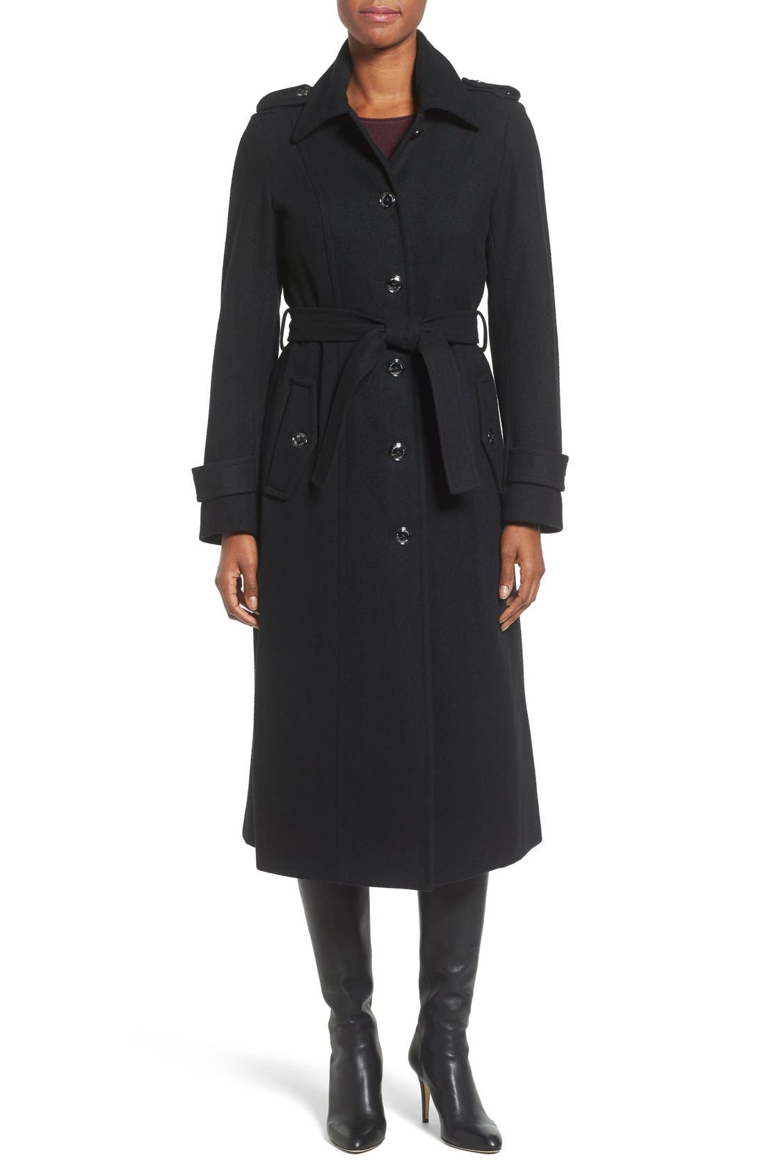 MICHAEL Michael Kors Long Belted Wool Blend Coat Nordstrom