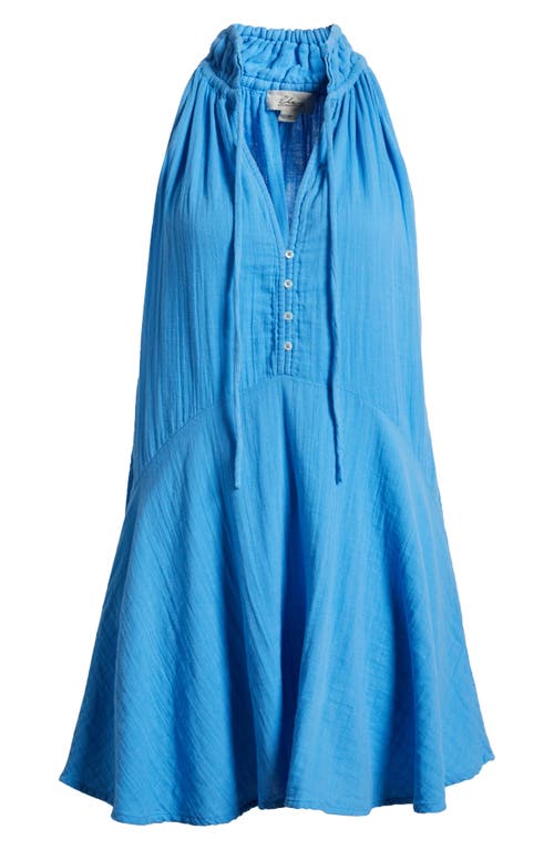 Shop Elan Button Front Cotton Cover-up Minidress In Sky Blue