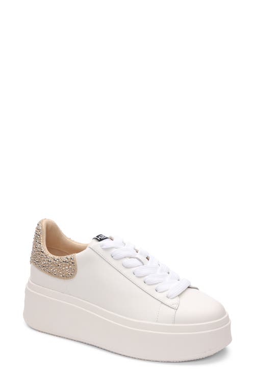 Shop Ash Moby Strass Platform Sneaker In White/biscuit