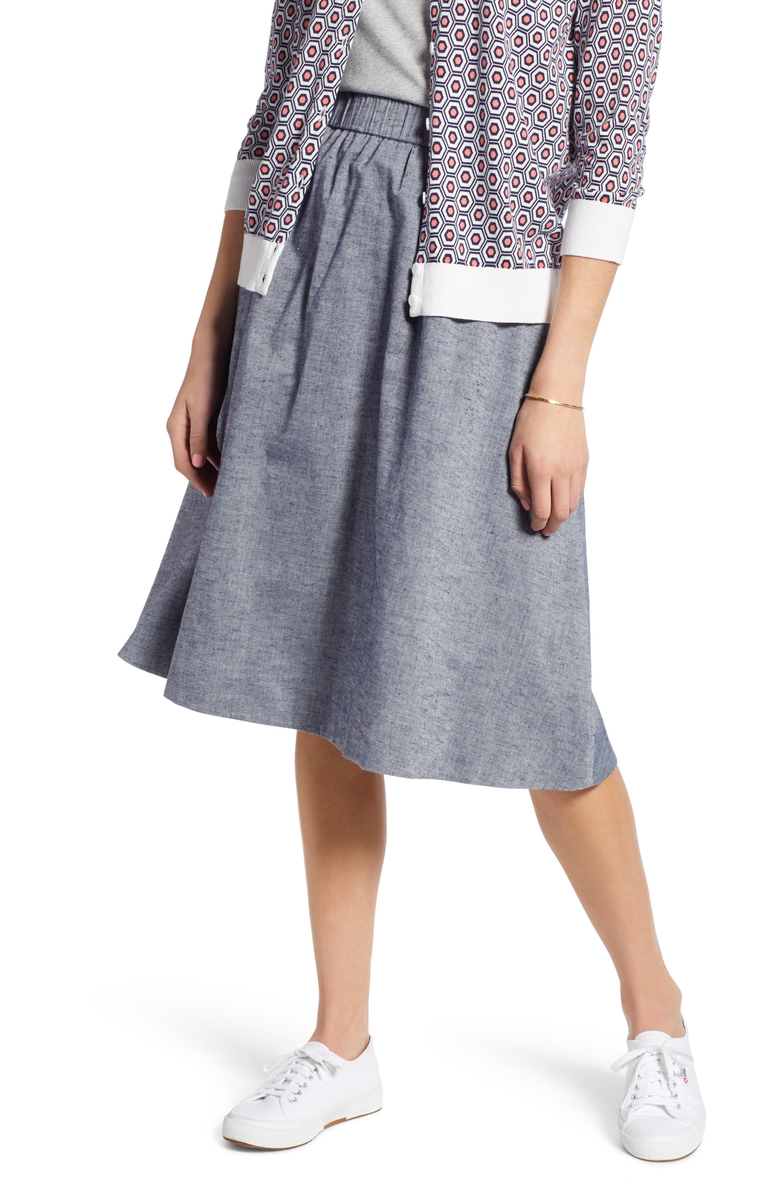 1901 PullOn Chambray Skirt (Regular & Petite) Nordstrom