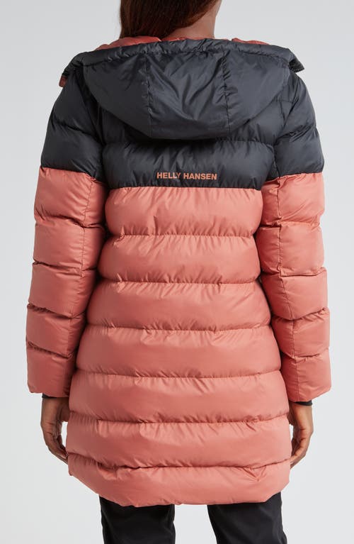 Shop Helly Hansen Active Water Resistant Two Tone Hooded Puffer Coat In Cedarwood