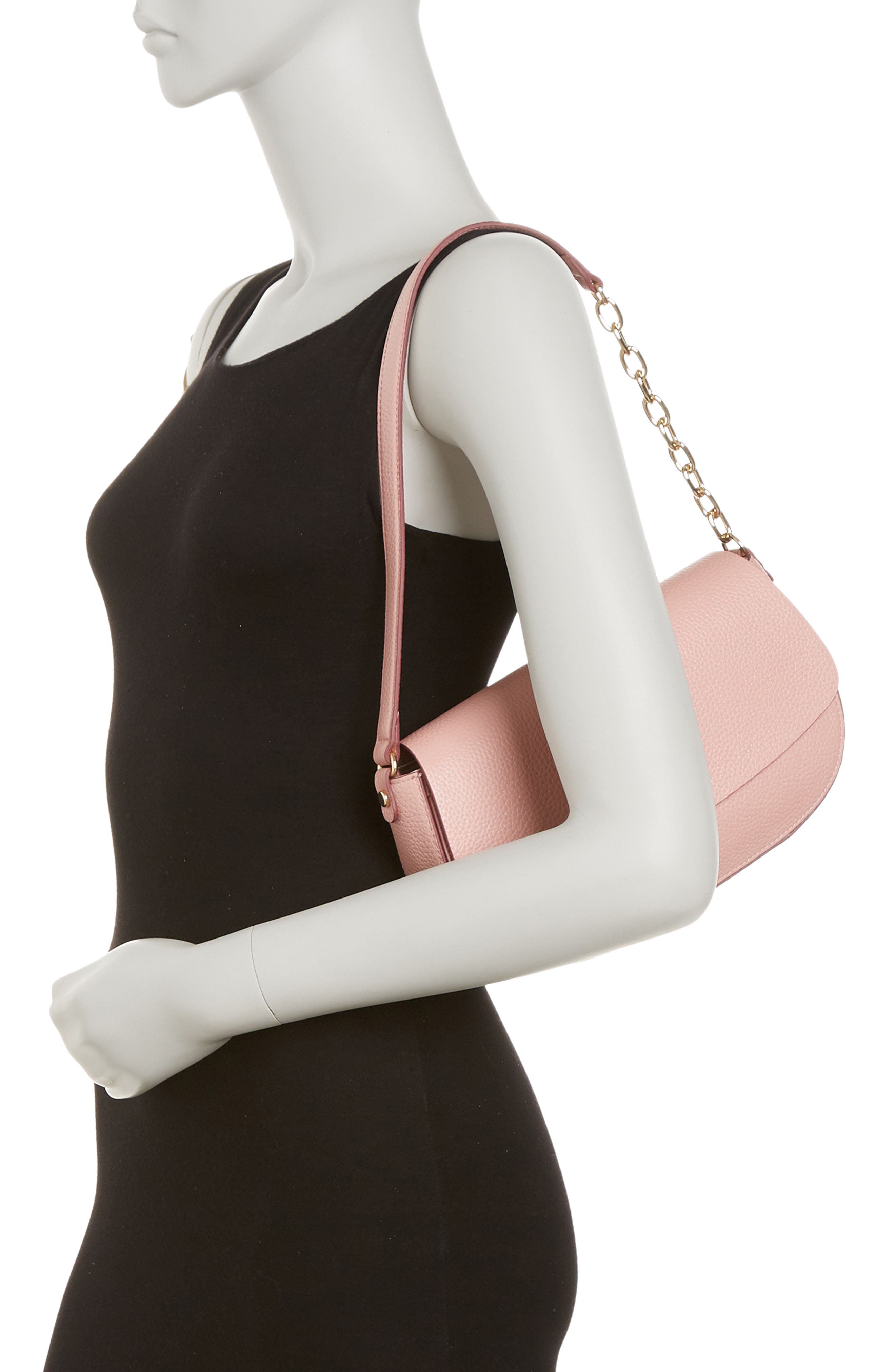 14th & Union Borsa Leather Baguette Shoulder Bag In Pink Zephyr