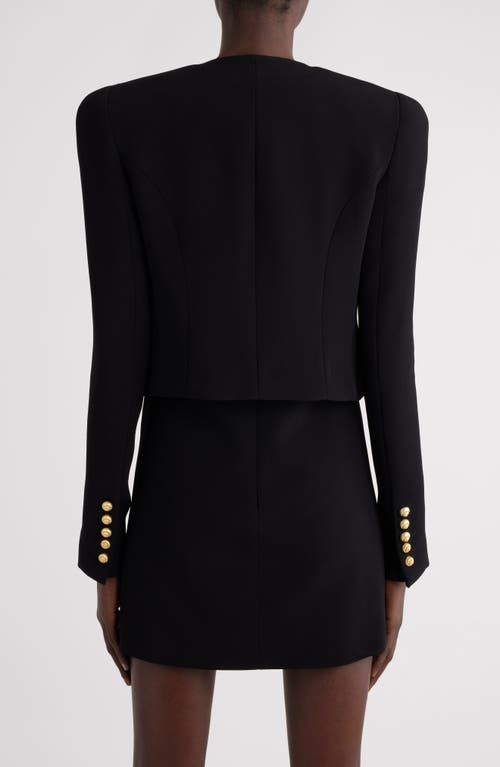 Shop Balmain Spencer Boxy Crop Jacket In 0pa Black