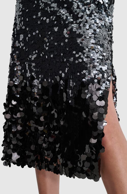 Shop Dkny Sequin Midi Pencil Skirt In Black/gunmetal