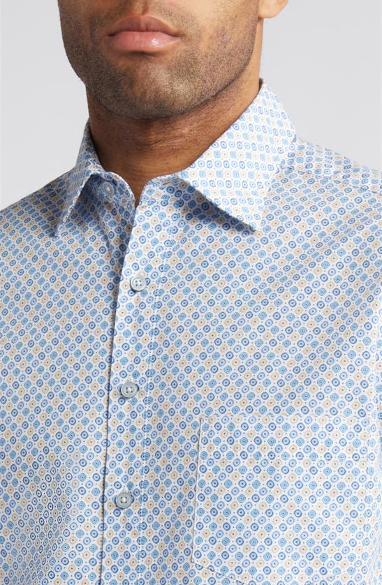 Shop Rodd & Gunn Glenariffe Sports Fit Foulard Print Short Sleeve Cotton Button-up Shirt In Snow