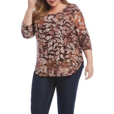 Plus Size Karen Kane Tie Dye Burnout Shirttail Tee, Purple