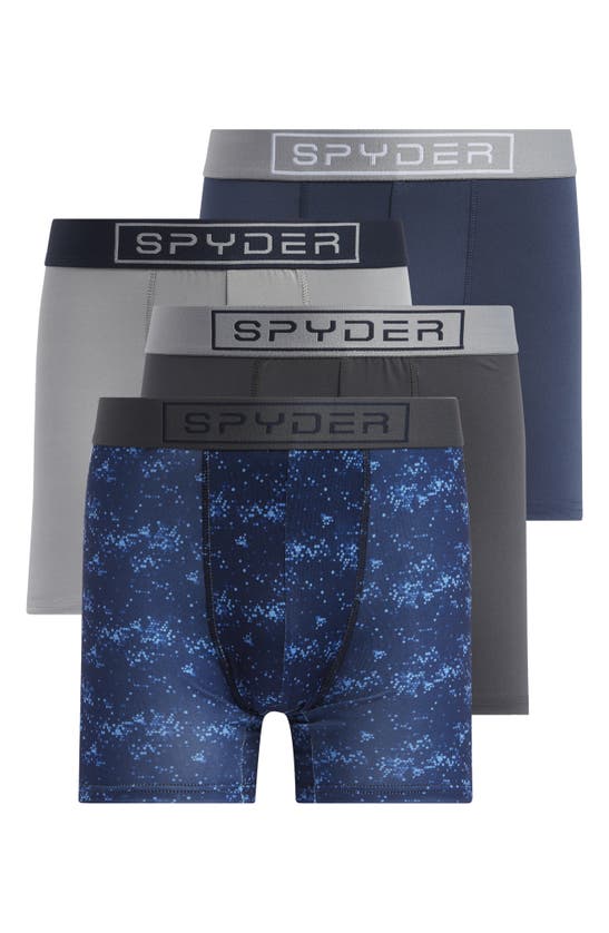 Shop Spyder 4-pack Boxer Briefs In Blue/grey