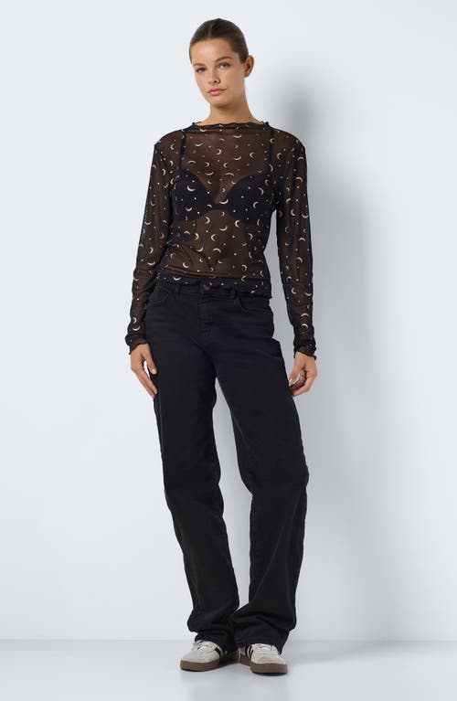 Shop Noisy May Star Sheer Mesh Top In Black Detail Cobber