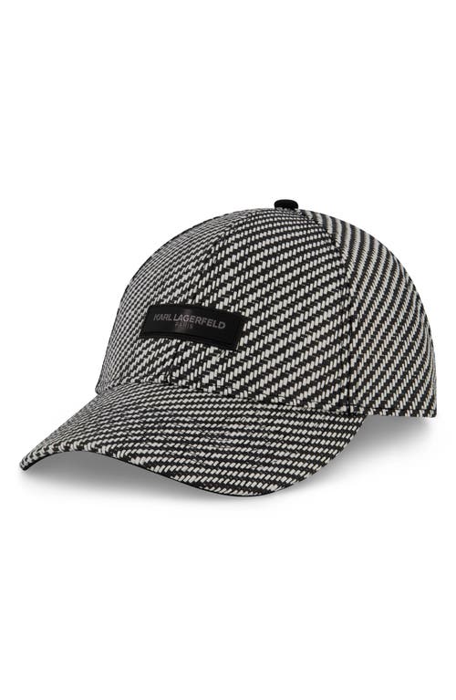 Shop Karl Lagerfeld Paris Rattan Woven Logo Patch Baseball Cap In Black/white