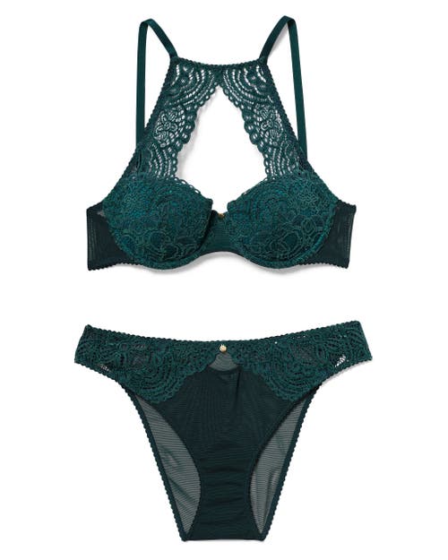 Adore Me Luiza Push Up Balconette Bra In Dark Green