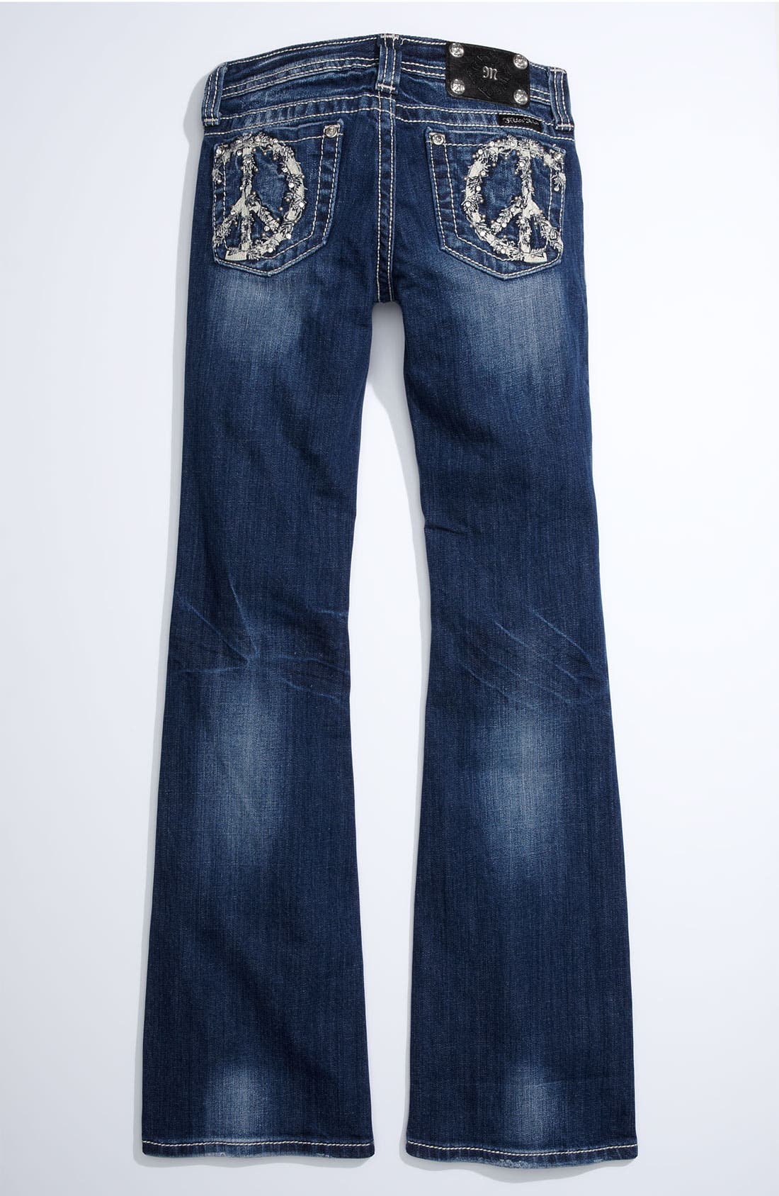 miss me jeans peace sign crystal pockets