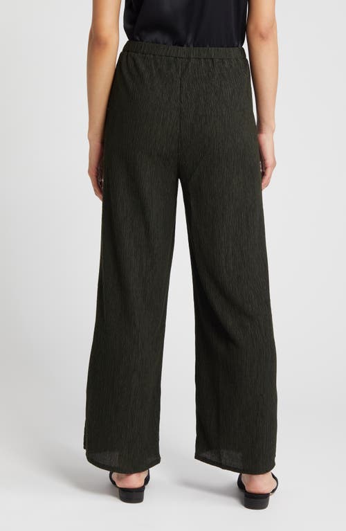 Shop Eileen Fisher Crinkled Wide Leg Pants In Seaweed