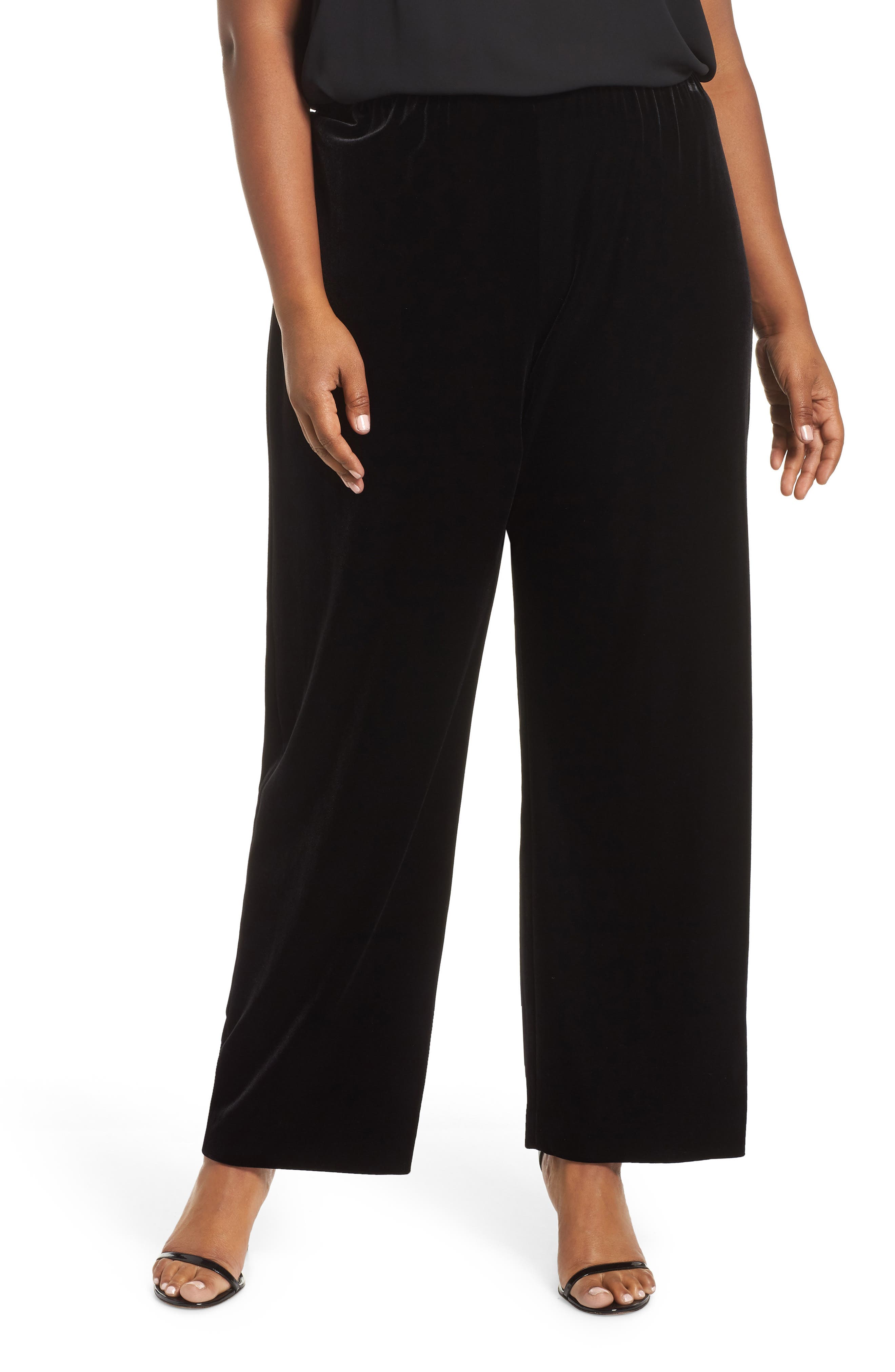 Alex Evenings High Rise Flat Front Velvet Pants (Plus Size) Nordstrom