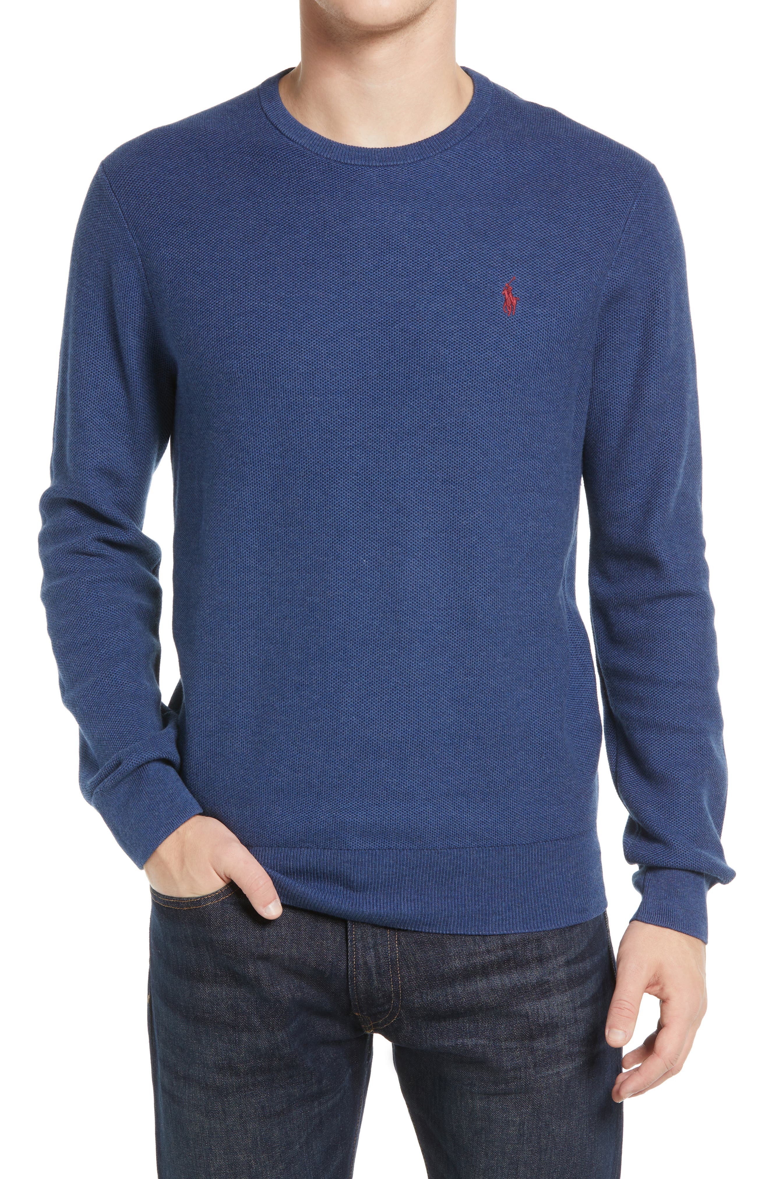 mens polo crewneck sweatshirt