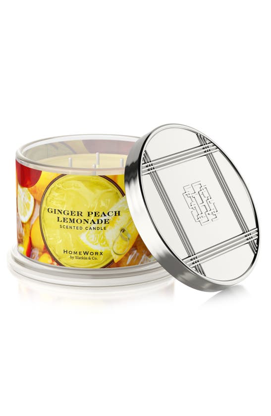 Homeworx By Slatkin & Co. Ginger Peach Lemonade Scented 4-wick Jar Candle In Yellow