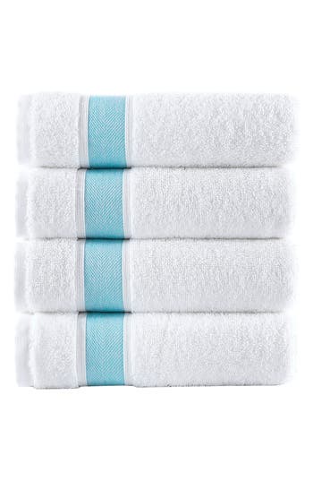 Shop Brooks Brothers Robe Stripe 4-pack Turkish Cotton Bath Towels In Sea Glass