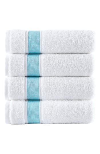 Brooks Brothers Robe Stripe 4-pack Turkish Cotton Bath Towels In Sea Glass