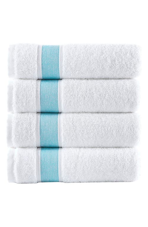 Shop Brooks Brothers Ottoman Rolls 4-pack Turkish Cotton Bath Towels In Sea Glass