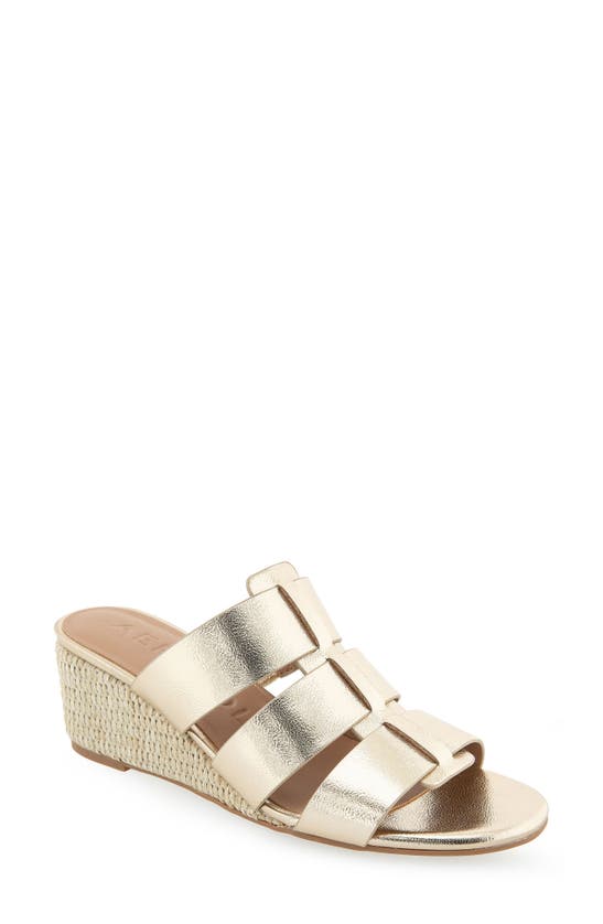 Shop Aerosoles Wilma Wedge Sandal In Soft Gold Pu