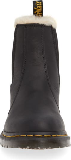 2976 Women's Faux Fur Lined Chelsea Boots, Black