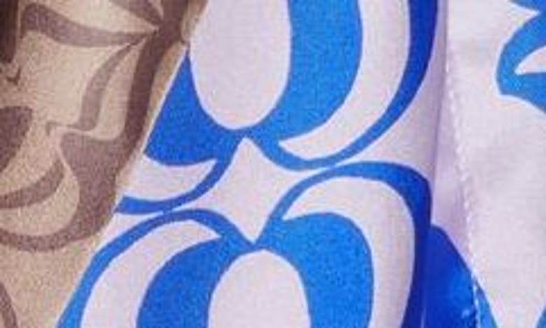 Shop Dries Van Noten Mixed Print Draped Silk Midi Skirt In Blue 504