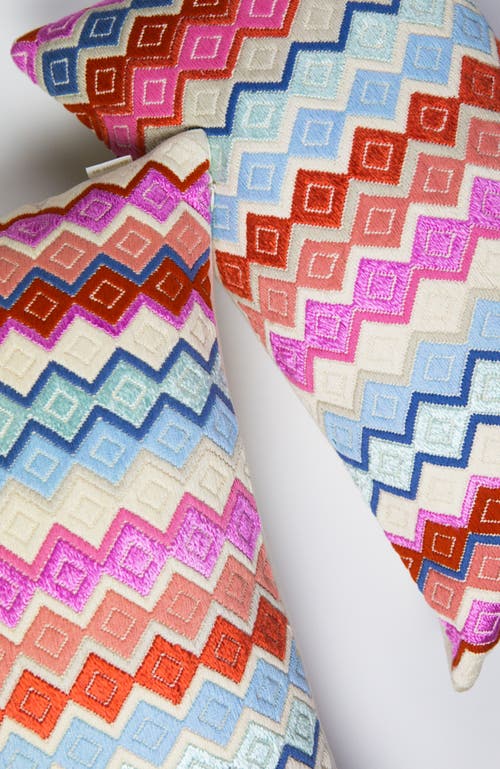 ARCHIVE NEW YORK ARCHIVE NEW YORK SAN PEDRO PINK DIAMOND HANDWOVEN COTTON AND SILK BROCADE THROW PILLOW 