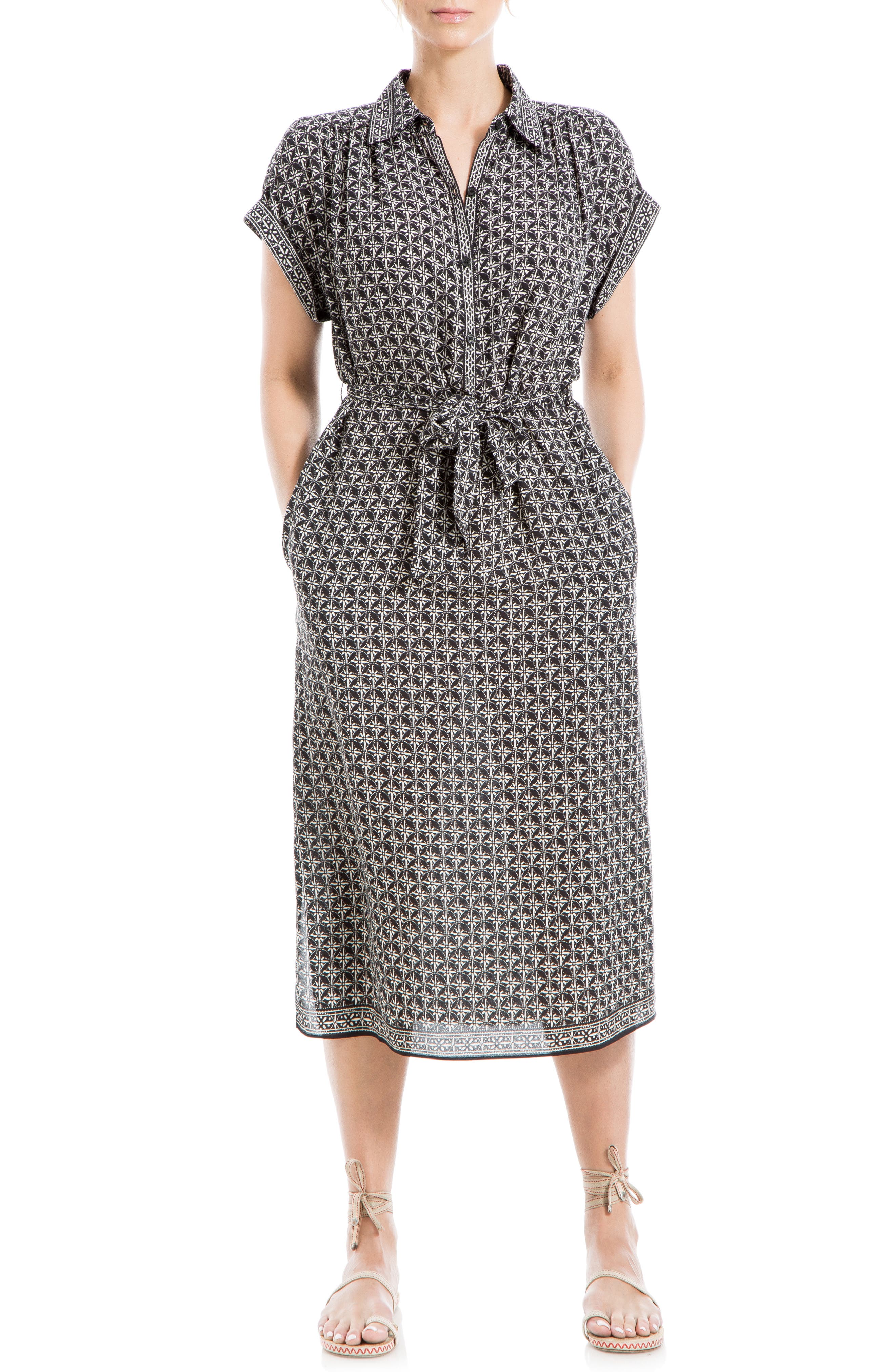 MAX STUDIO Roll Tab Sleeve Shirtdress