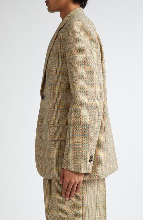 Bottega Veneta Distorted Prince Of Wales Wool Blend Sport Coat In Beige/yellow/blue