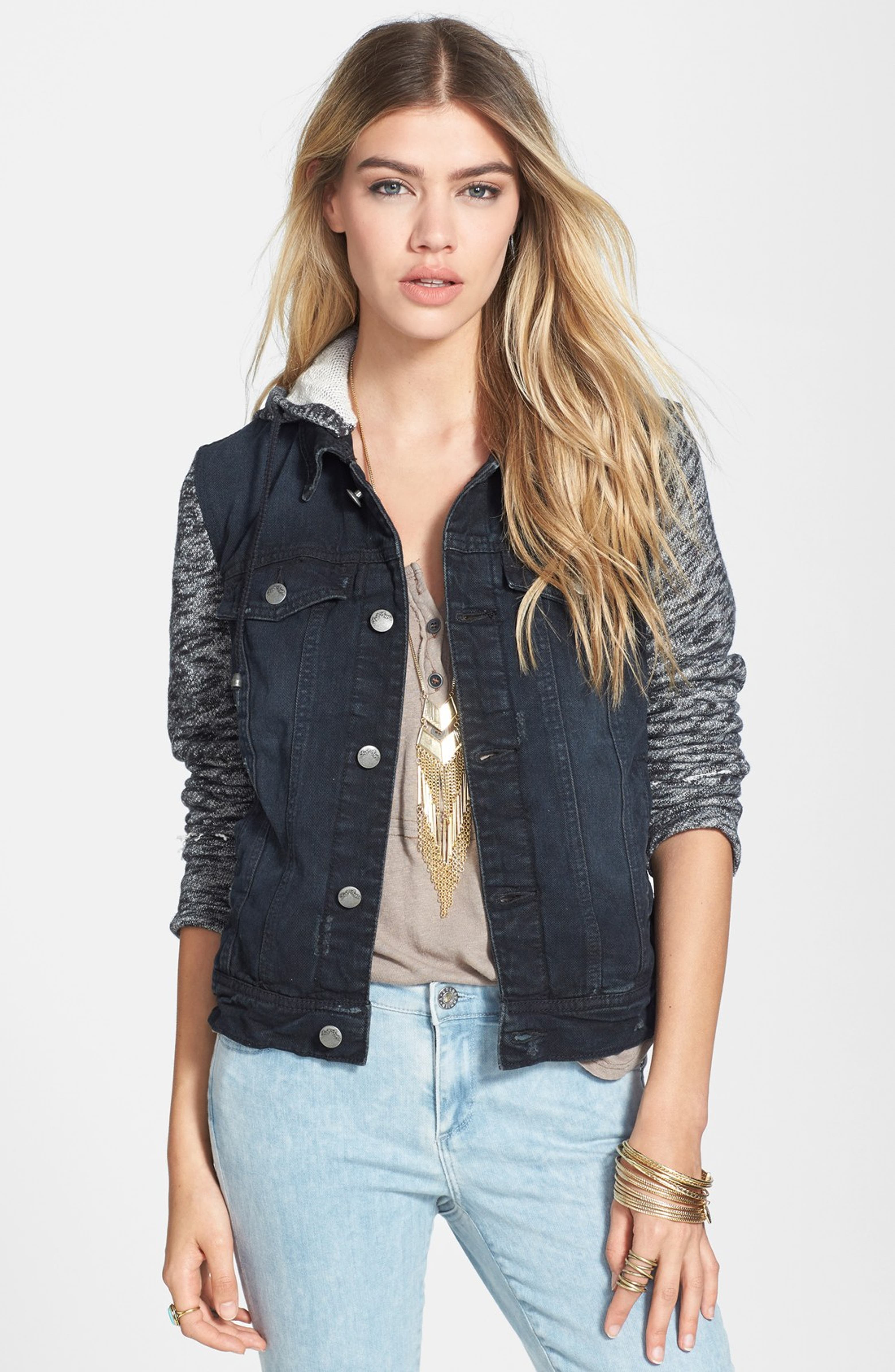 Free People Denim & Knit Jacket Nordstrom