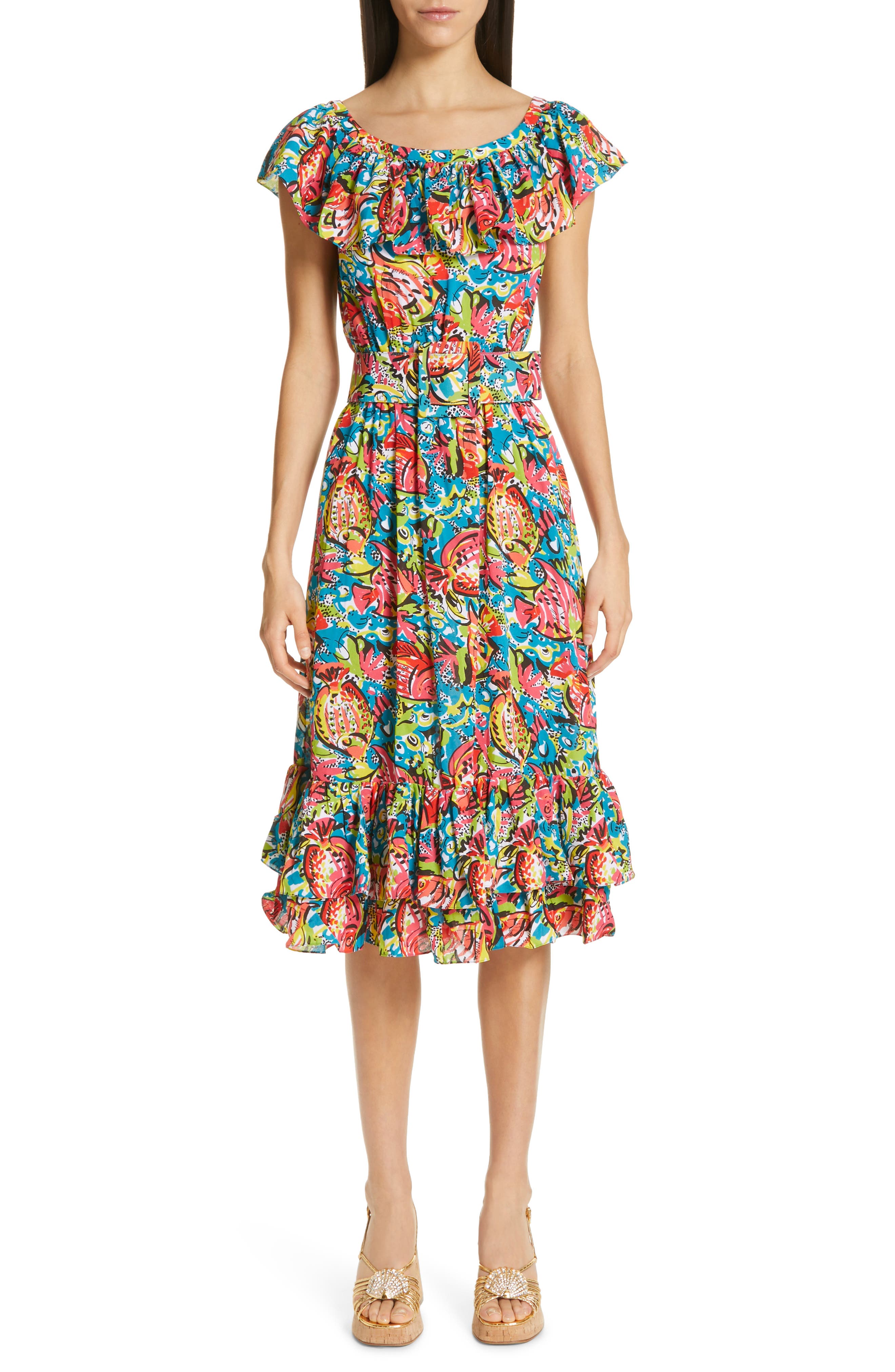 Michael Kors Crushed Ruffle Silk Dress