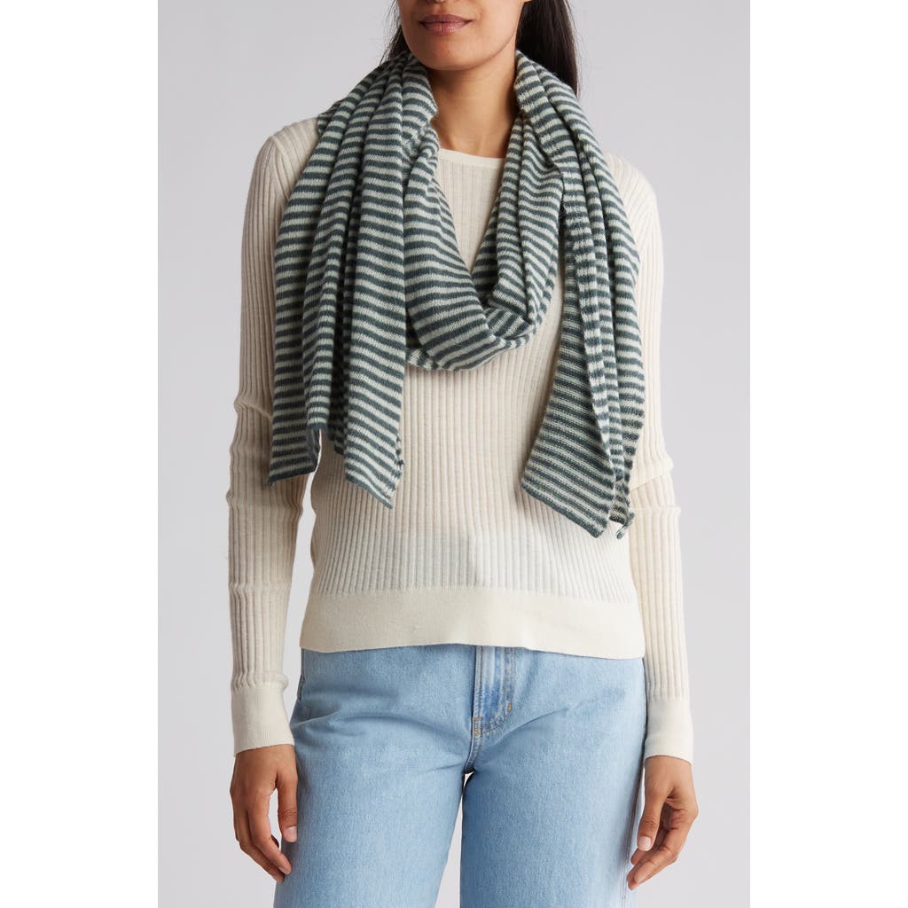 Shop Portolano Stripe Wool Blend Scarf In Verde Melange/clear Acqua