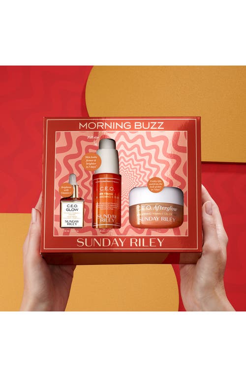 Shop Sunday Riley Morning Buzz Skin Care Set $147 Value In Red