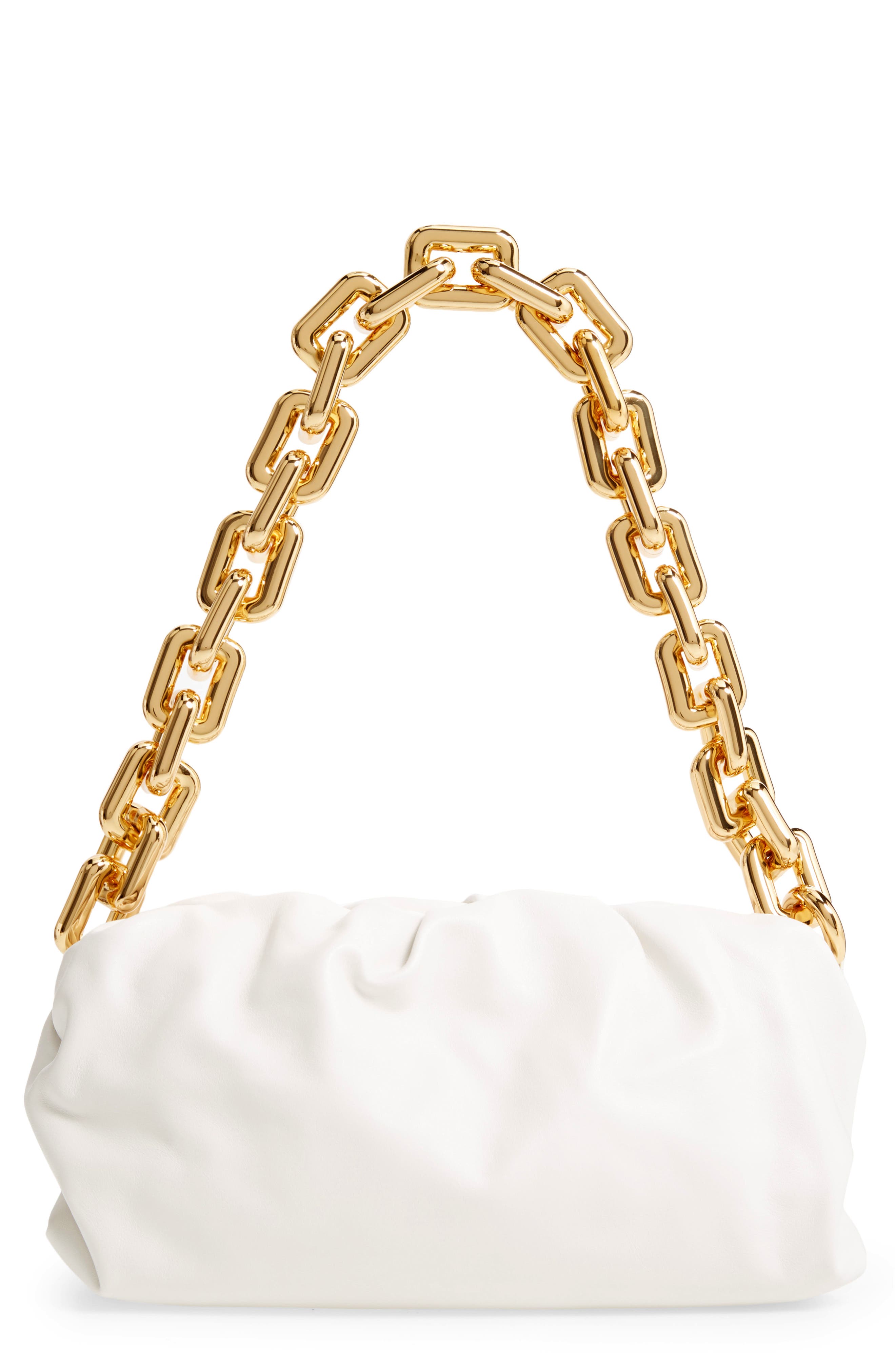 Bottega Veneta The Chain Pouch Leather Shoulder Bag in Chalk/Gold