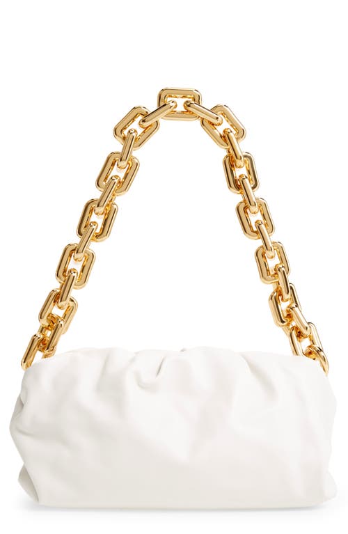 Shop Bottega Veneta The Chain Pouch Leather Shoulder Bag In Chalk/gold