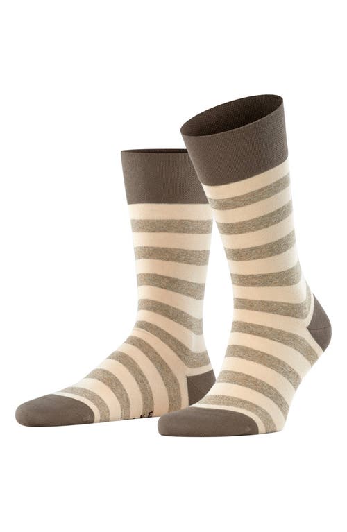 Falke Sensitive Mapped Line Crew Socks In Clay