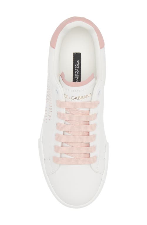 Dolce & Gabbana Portofino Low-top Leather Sneakers With Lateral Monogram In Pink
