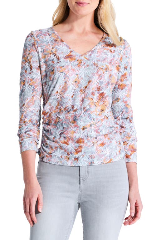 NZT by NIC+ZOE Print Long Sleeve Cotton Top in Pink Multi
