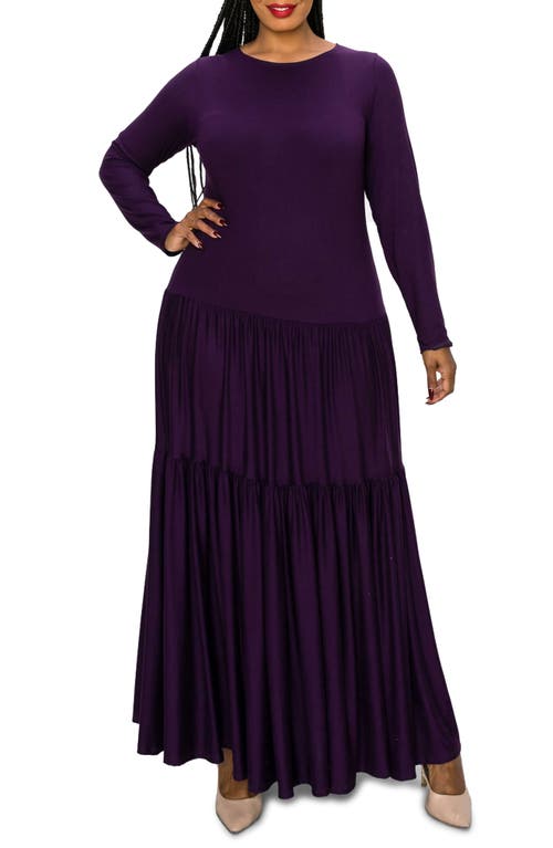L I V D Long Sleeve Maxi Dress In Eggplant