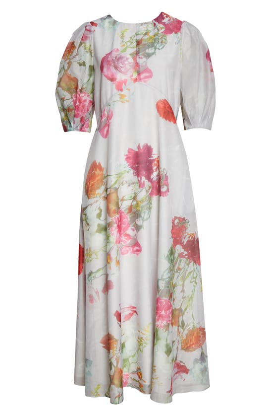 Ted Baker Mekayla Floral Puff Sleeve Midi Dress In White | ModeSens