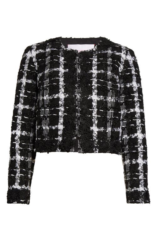 Carolina Herrera Collarless Tweed Jacket In Black/white