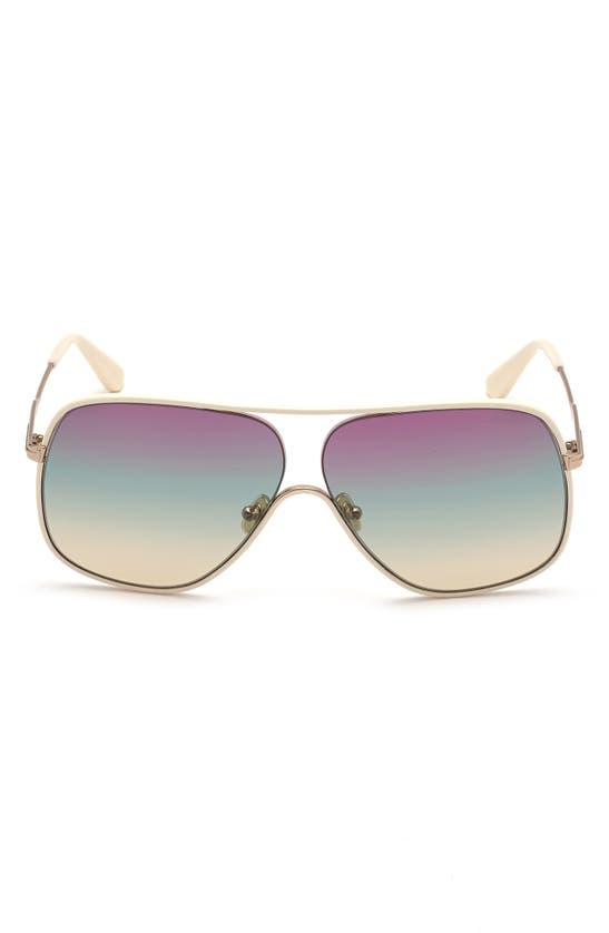 Tom Ford 64mm Square Sunglasses In Shiny Rose Gold / Gradient