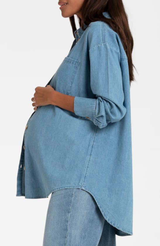 Shop Seraphine Denim Button-up Maternity Shirt
