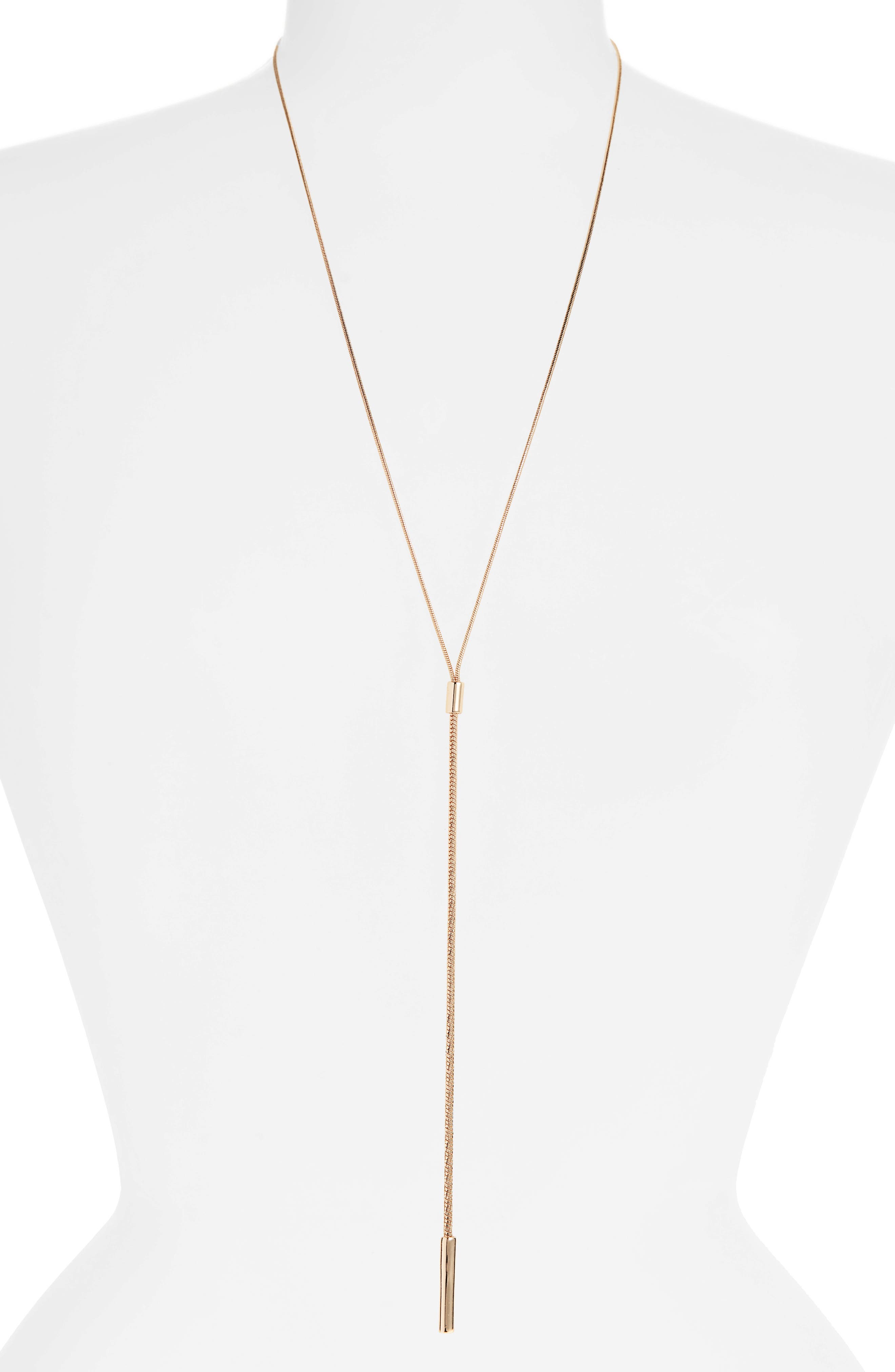 Halogen Faceted Snake Chain Y-necklace In Gold