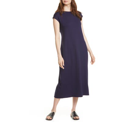 Eileen Fisher Stretch Tencel Lyocell Midi Dress, Blue