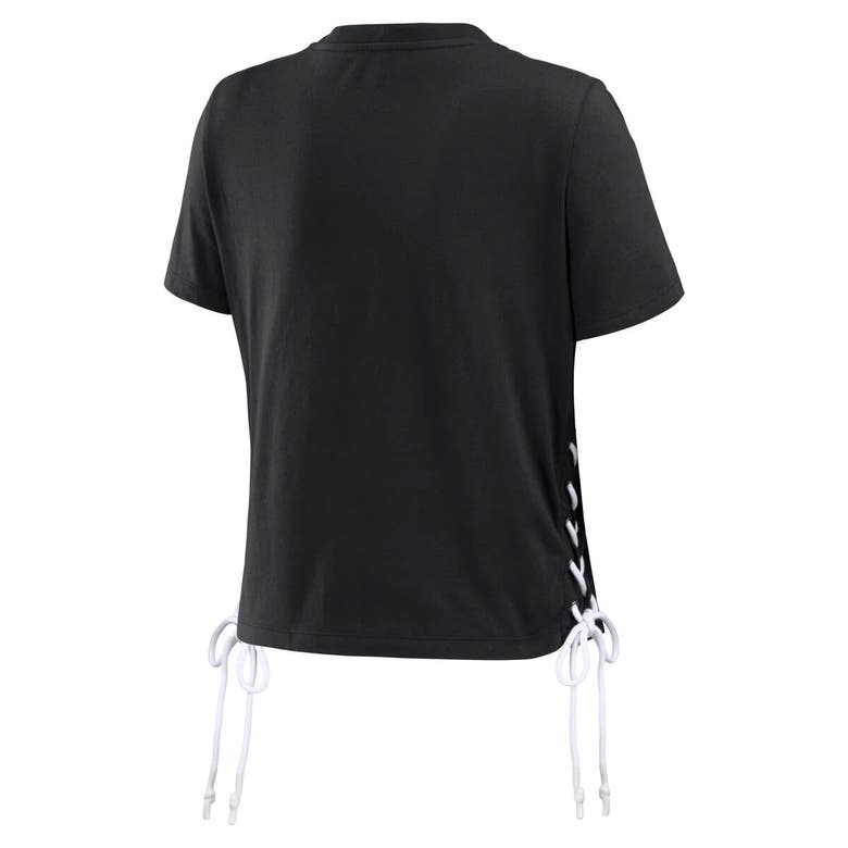 Shop Wear By Erin Andrews Black Super Bowl Lviii Cropped Lace-up T-shirt