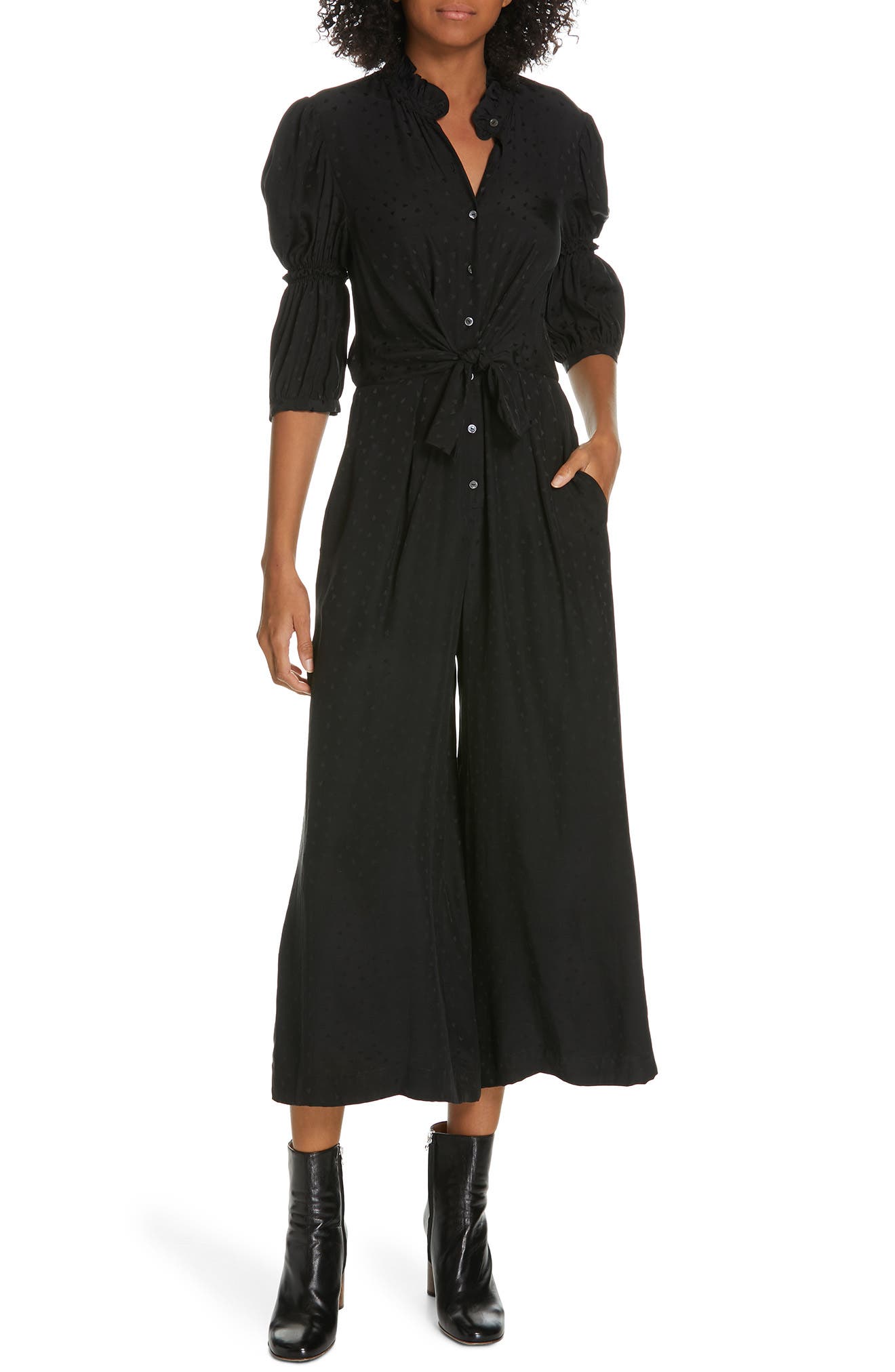 rebecca taylor heart jacquard silk jumpsuit