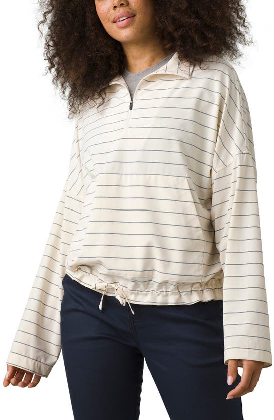 Prana Railay Half Zip Pullover In Soft White Stripe