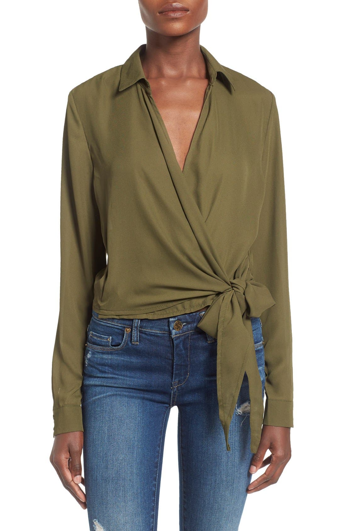 Missguided Side Tie Wrap Blouse Nordstrom