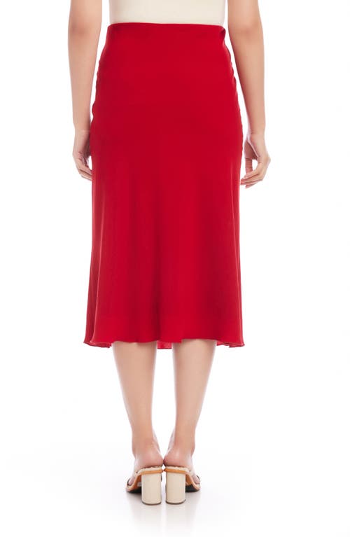 Shop Karen Kane Bias Cut Satin Midi Skirt In Red