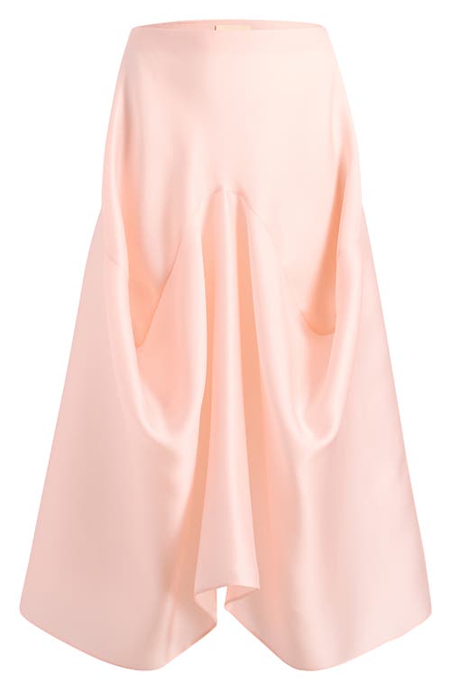 Khaite Sawyer Asymmetric Draped Silk-taffeta Midi Skirt In Soft Pink